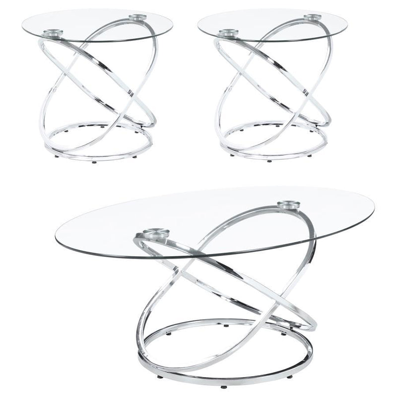 Warren - 3-Piece Occasional Set - Chrome and Clear.