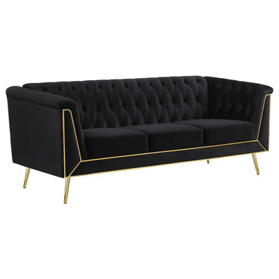 Holly - Tuxedo Arm Tufted Back Sofa - Black.