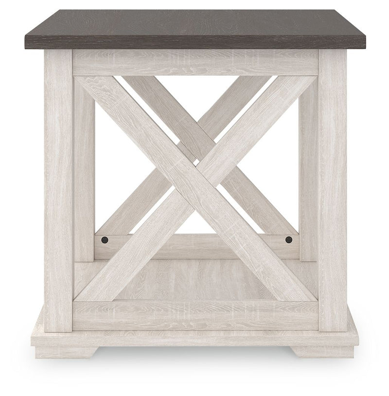 Dorrinson - White / Black / Gray - Square End Table.