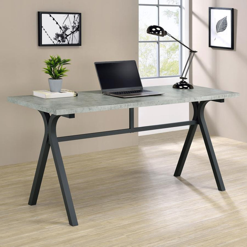 Tatum - Rectangular Writing Desk - Cement and Gunmetal.