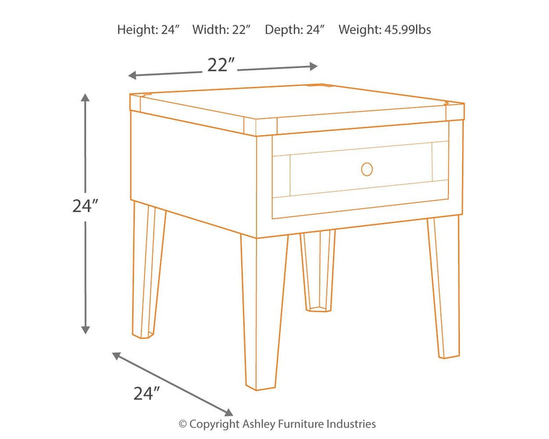 Chazney - Rustic Brown - Rectangular End Table.