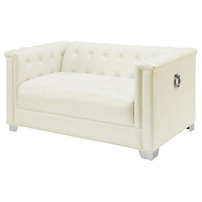 Chaviano - Tufted Upholstered Loveseat - Pearl White.