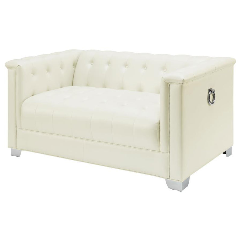 Chaviano - Tufted Upholstered Loveseat - Pearl White.