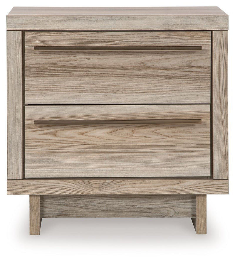 Hasbrick - Tan - Two Drawer Night Stand.