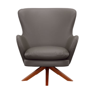 Gideon - Swivel Accent Chair - Grey & Warm Walnut