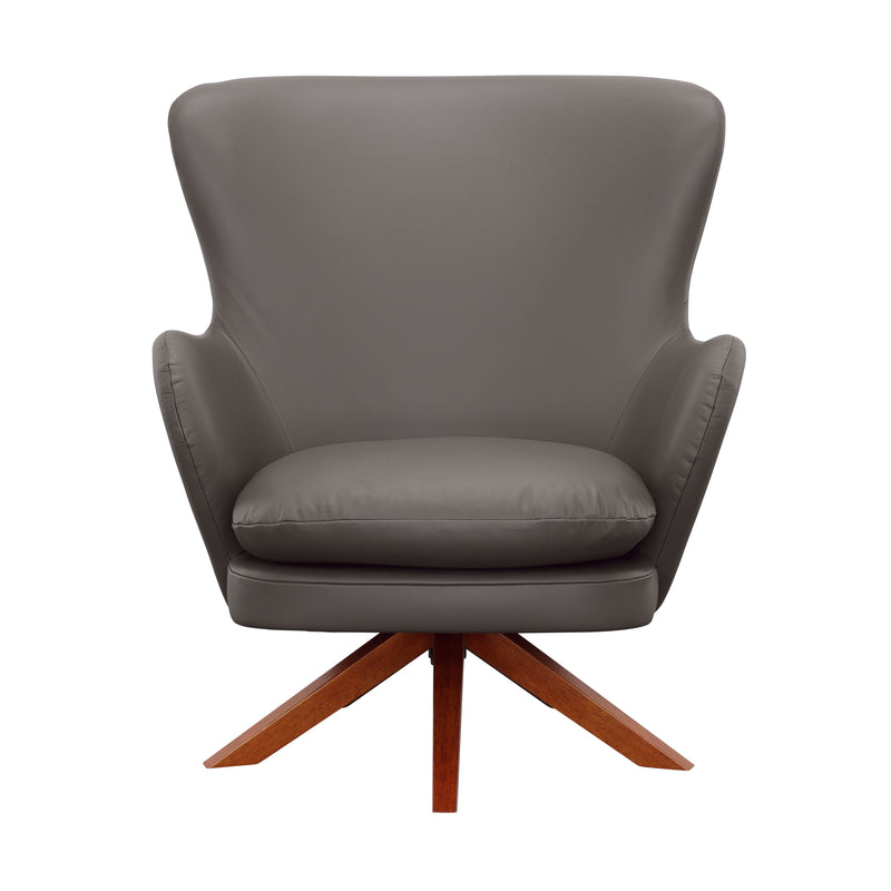 Gideon - Swivel Accent Chair - Grey & Warm Walnut