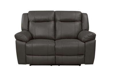 Taggart - Leather Loveseat With Dual Recliners - Gray