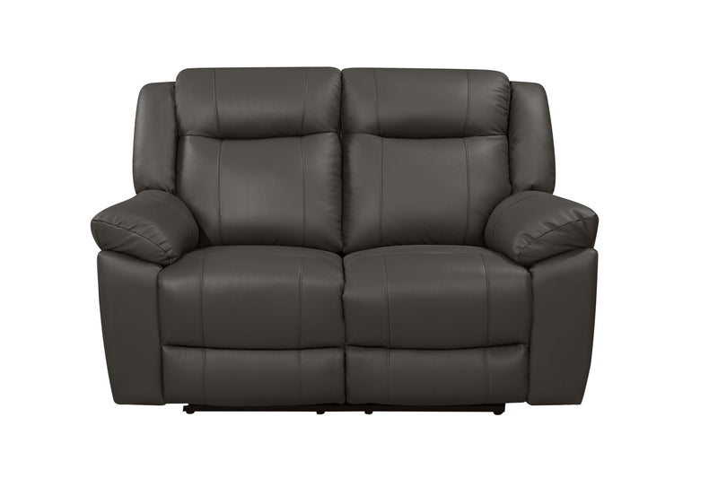 Taggart - Leather Loveseat With Dual Recliners - Gray