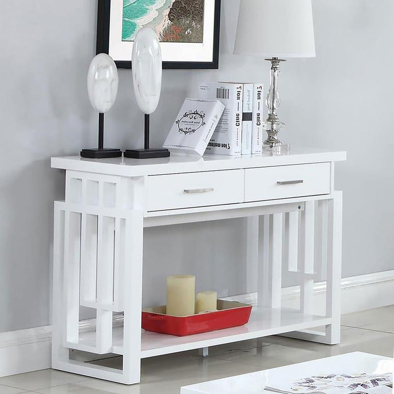 Schmitt - Rectangular 2-Drawer Sofa Table - High Glossy White.