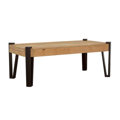 Winston - Wooden Rectangular Top Coffee Table - Natural and Matte Black.