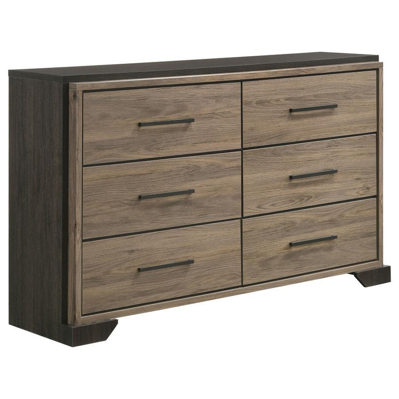 Baker - 6-Drawer Dresser - Brown and Light Taupe.