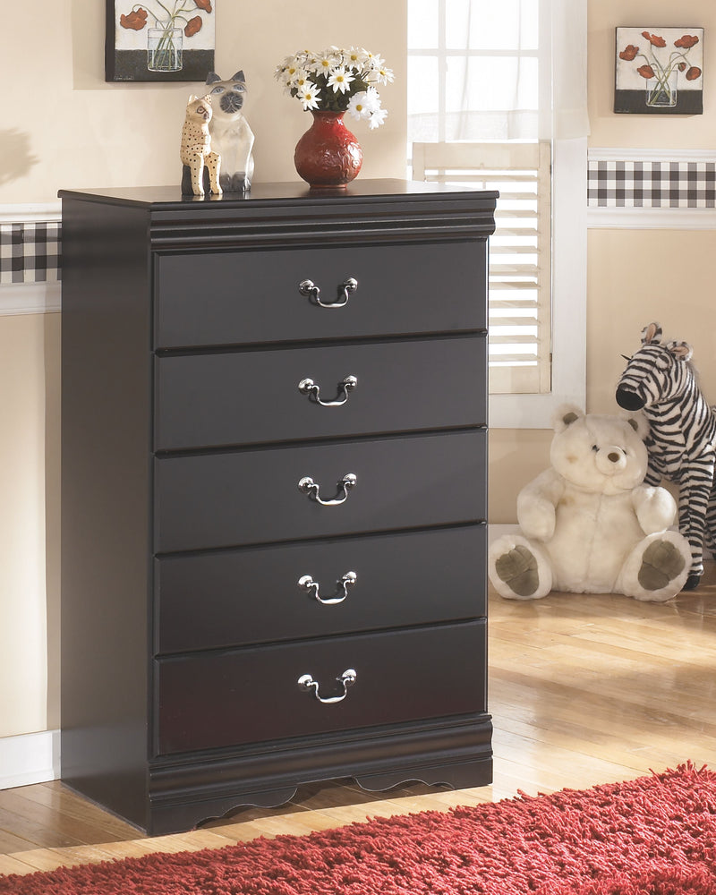 Huey - Black - Five Drawer Chest.