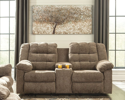 Workhorse - Cocoa - Dbl Rec Loveseat W/Console.