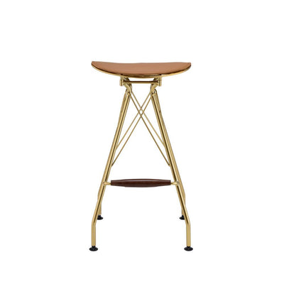 Dragea - Bar Stool (Set of 2) - Whiskey PU & Gold - Grand Furniture GA