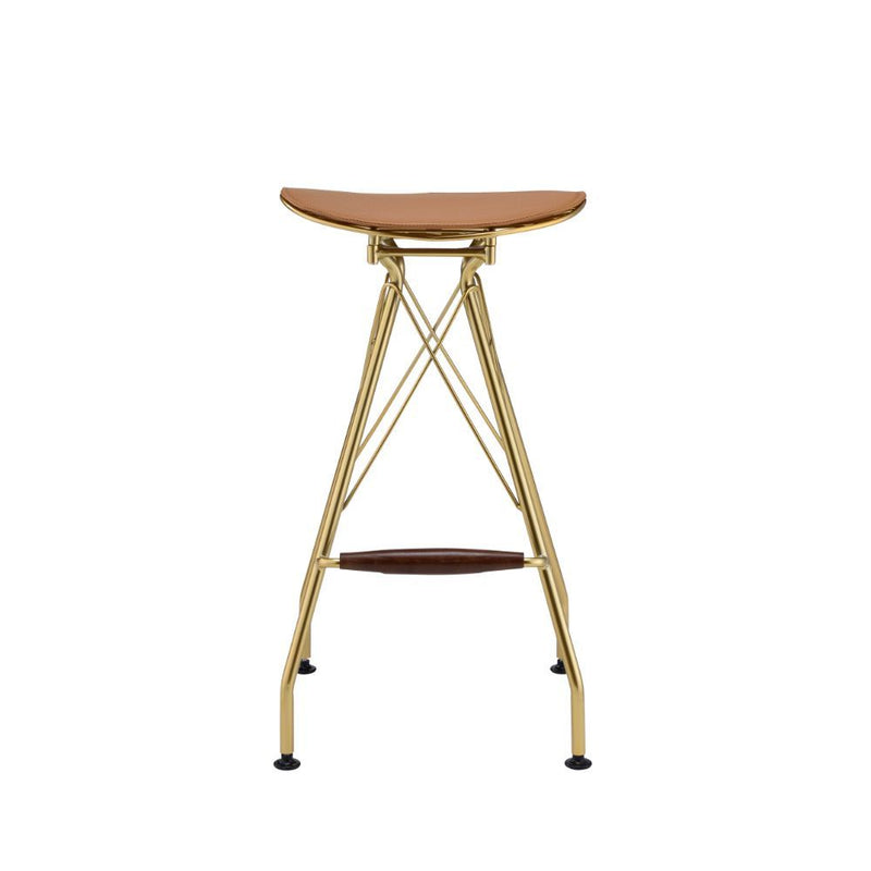 Dragea - Bar Stool (Set of 2) - Whiskey PU & Gold - Grand Furniture GA