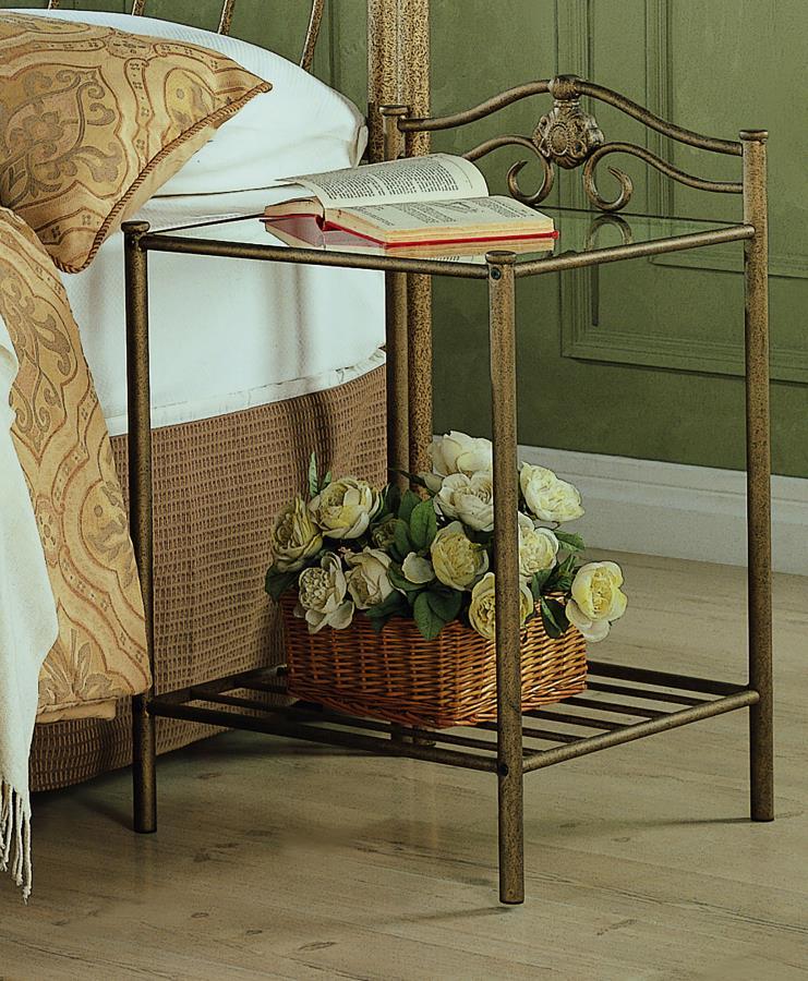 Sydney - 2-Shlef Nightstand - Antique Brushed Gold.