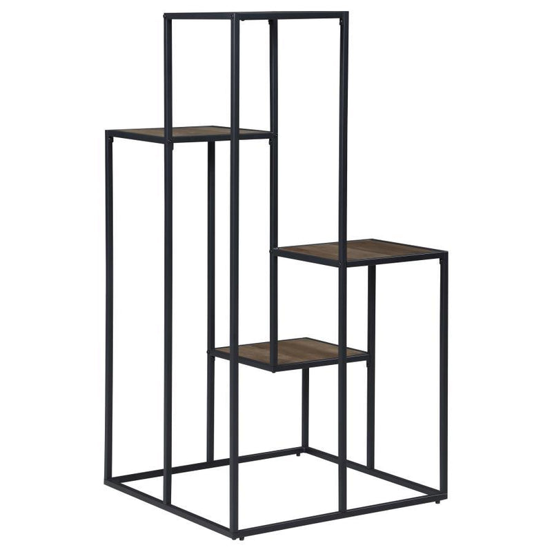 Rito - 4-Tier Display Shelf - Rustic Brown and Black.