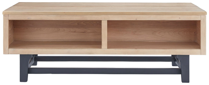 Freslowe - Light Brown / Black - Lift Top Cocktail Table.