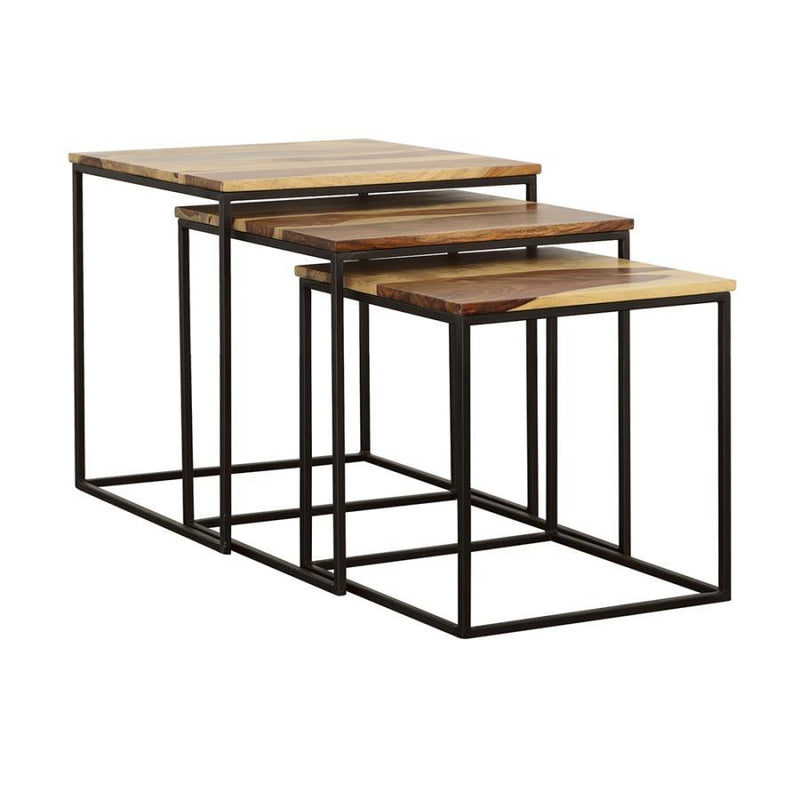 Belcourt - 3-Piece Square Nesting Tables - Natural and Black.