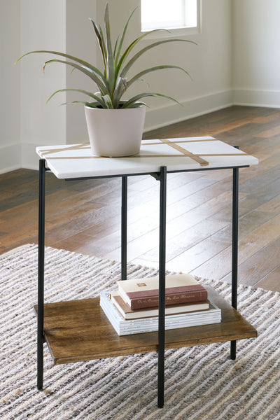 Braxmore - White / Light Brown - Accent Table.