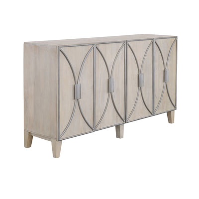 Starlight - Four Door Credenza - Whitewash & Silver.