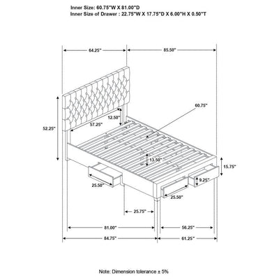 Soledad - 4-drawer Button Tufted Storage Bed