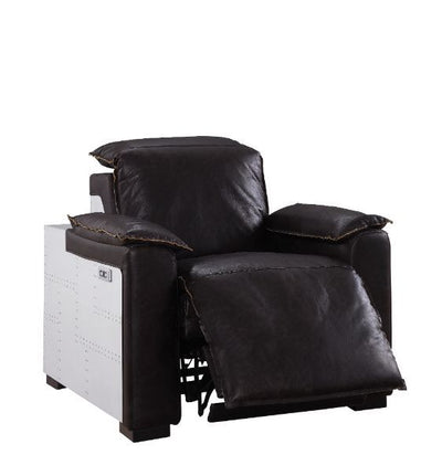 Nernoss - Recliner - Dark Grain Brown Leather & Aluminum