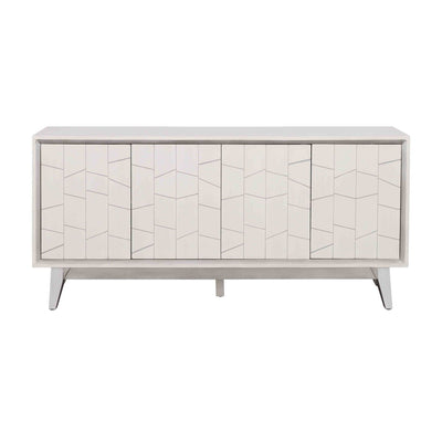 Summit - Four Door Credenza - White & Silver