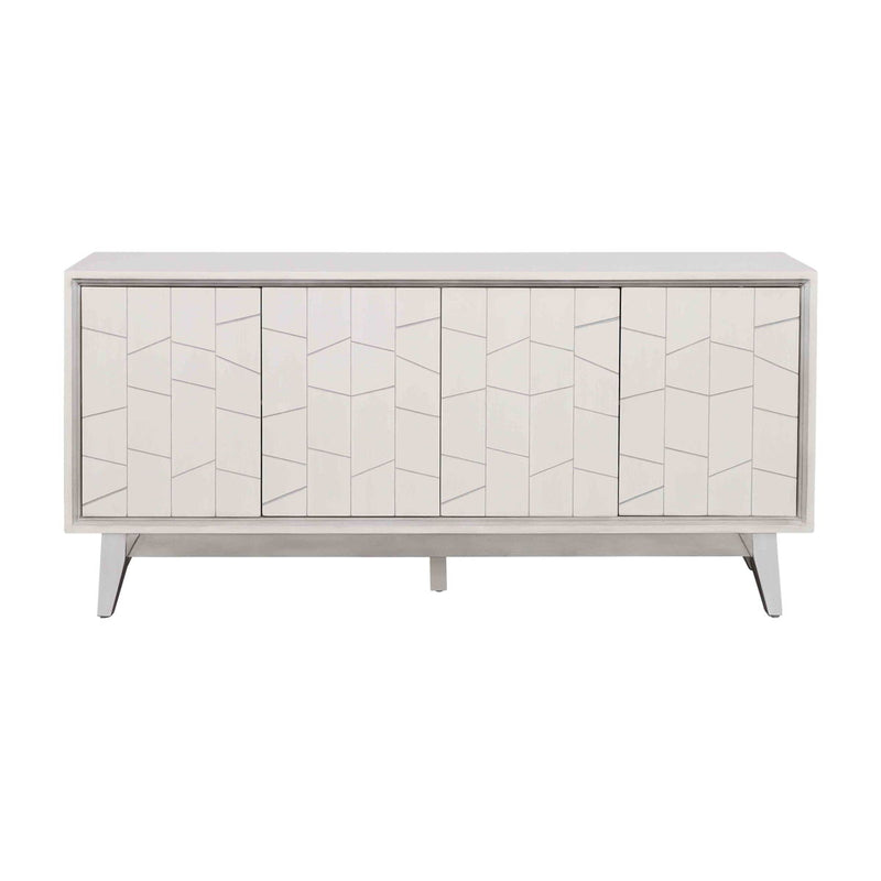 Summit - Four Door Credenza - White & Silver