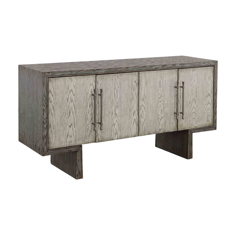 Inverness - Four Door Credenza - Blue-Grey & Cream