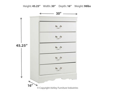 Anarasia - White - Five Drawer Chest - Grand Furniture GA