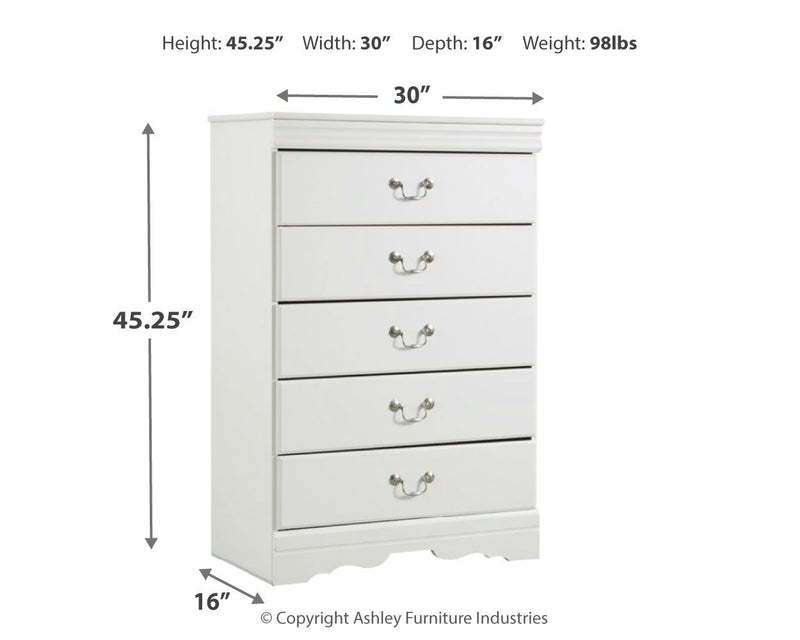 Anarasia - White - Five Drawer Chest - Grand Furniture GA