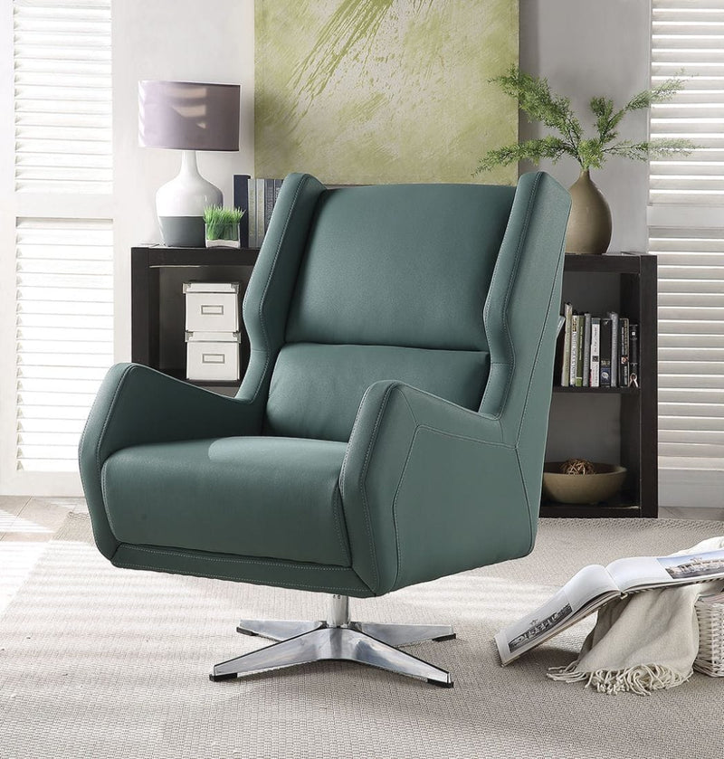 Eudora II - Accent Chair - Green Leather-Gel - Grand Furniture GA