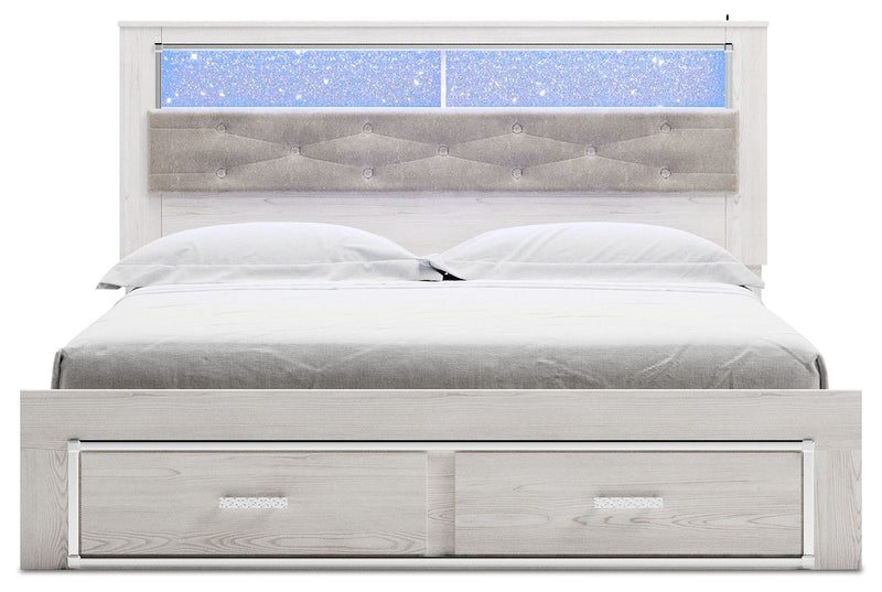 Altyra - White - King Upholstered Bookcase Bed With Storage - Storage Beds - Grand Furniture GA