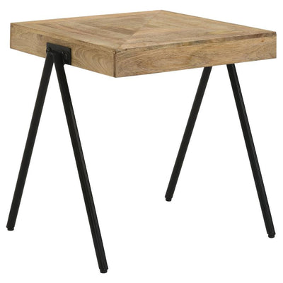 Avery - Square End Table With Metal Legs - Natural and Black.