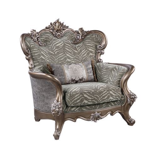 Elozzol - Sofa - Fabric & Antique Bronze Finish - Wood - Grand Furniture GA