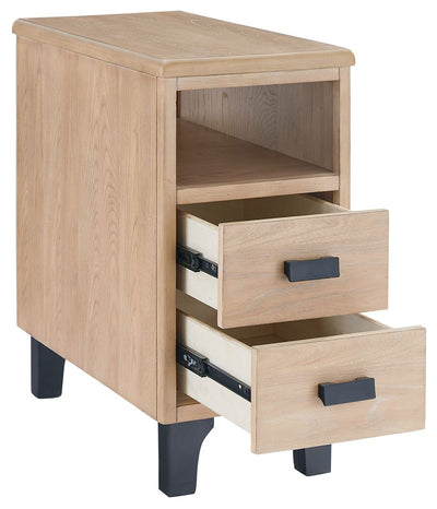 Freslowe - Light Brown / Black - Chair Side End Table - Open Cubby.
