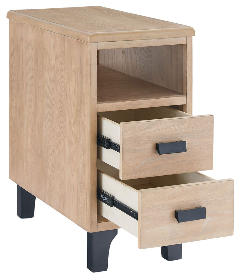 Freslowe - Light Brown / Black - Chair Side End Table - Open Cubby.
