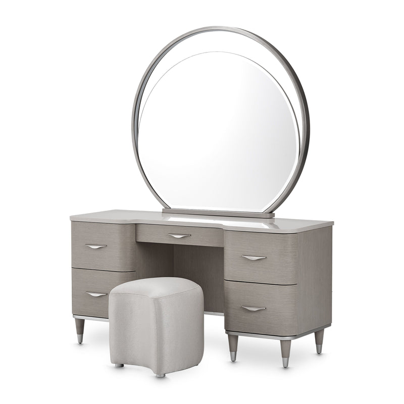 Eclipse - Vanity Set with Mirror & Stool - Moonlight.