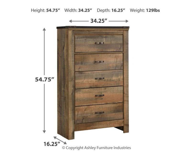 Trinell - Brown - Five Drawer Chest.