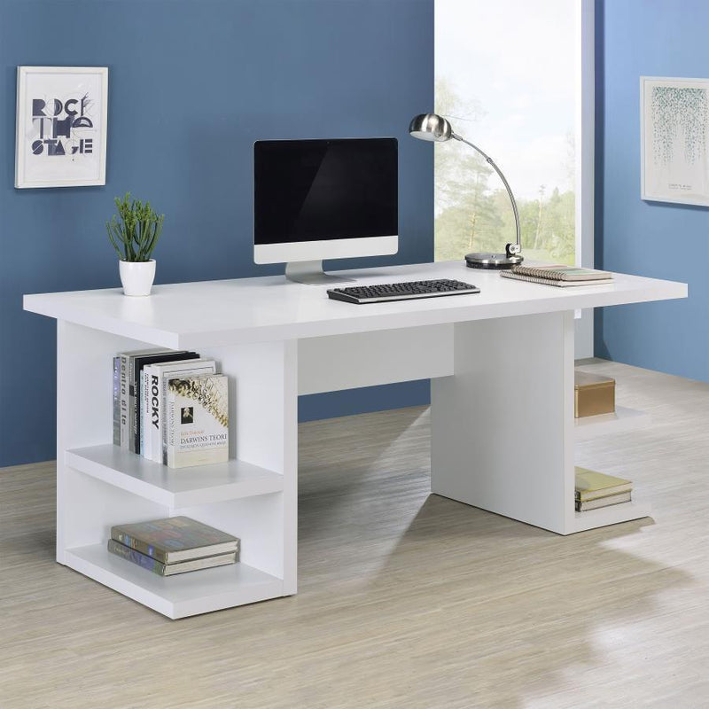 Alice - Writing Desk - White With Open Shelves.