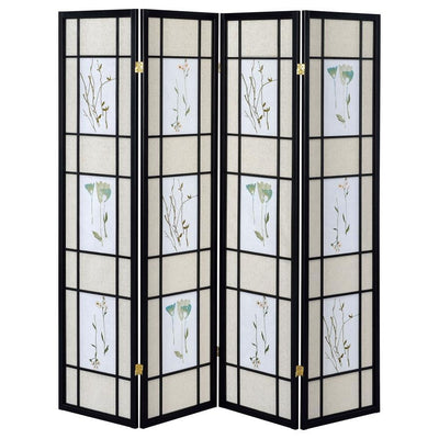 Catabella - 4-Panel Floral Print Folding Screen - Multi-Color.