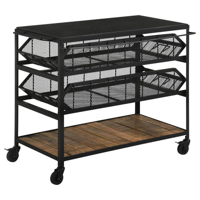 Evander - Accent Storage Cart With Casters - Natural and Black.