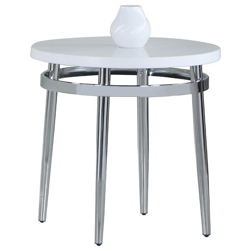 Avilla - Round End Table - White And Chrome - Grand Furniture GA