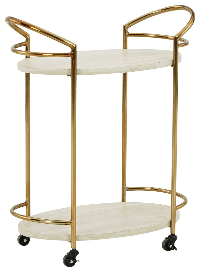 Tarica - Cream / Gold Finish - Bar Cart.