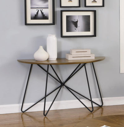 Brinnon - Semicircle Sofa Table - Dark Brown And Black.