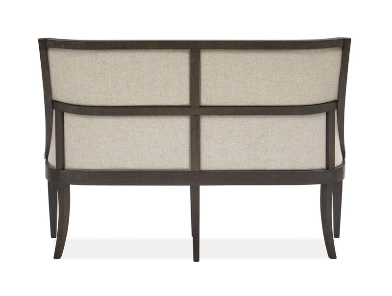 Calistoga - Bench With Upholstered Seat & Back - Weathered Charcoal.