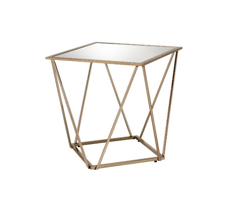 Fogya - End Table - Mirrored & Champagne Gold Finish - Grand Furniture GA