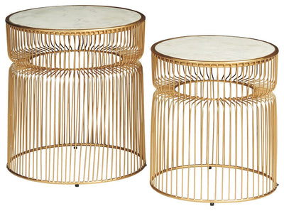 Vernway - White / Gold Finish - Accent Table Set (Set of 2).