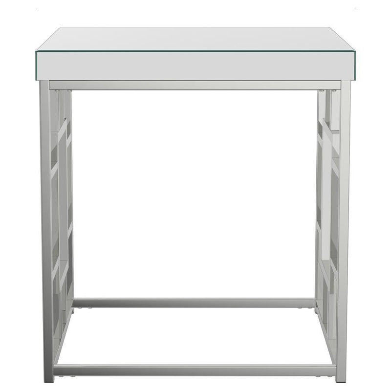 Dafina - Geometric Frame Square End Table - Chrome.